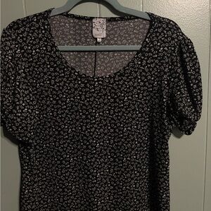 Black Floral Women's Top